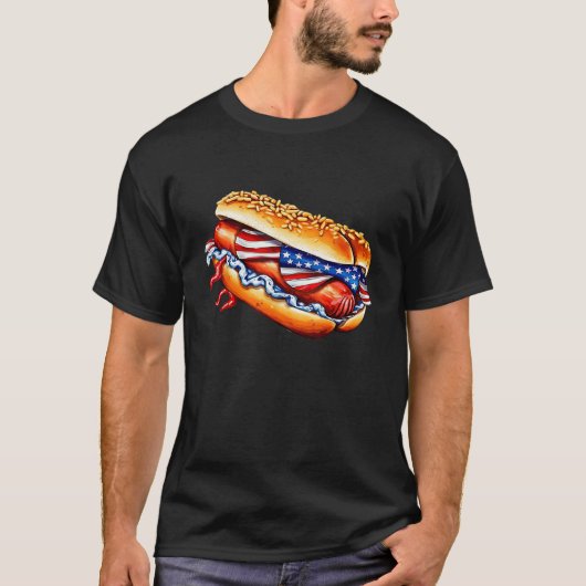 Wiener Hotdog Costume USA 4th of July Party Outfit T-Shirt (Vorderseite)
