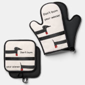 Wiener Hund Ofenhandschuh & Topflappen-Set (Vorderseite/Rückseite)