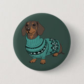 Wiener-Hund-Weihnachts-Hässlicher-Schwester-Dachsh Button (Vorderseite)