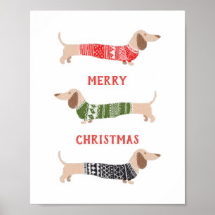 Wiener Hunde Dachshund Frohe Weihnachten Pullover Poster