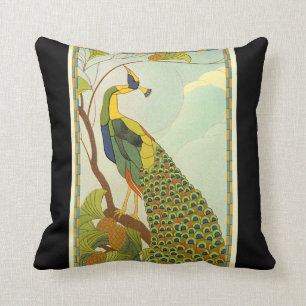 Wiener Kunst Nouveau Pfau Kissen