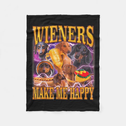 Wiener machen mich glücklich lustiger Dachshund-Hu Fleecedecke (Vorderseite)