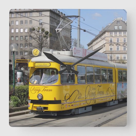 Wiener Ringbahn Quadratische Wanduhr (Vorderseite)