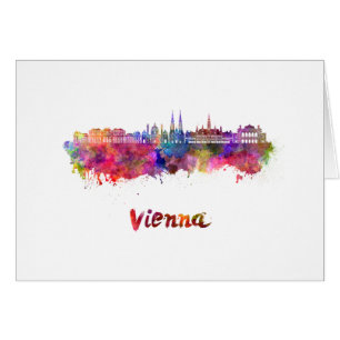 Wiener Skyline in Aquarellfarbe
