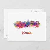 Wiener Skyline in Aquarellfarbe Postkarte (Vorne/Hinten)