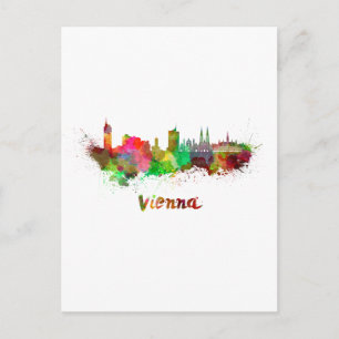 Wiener Skyline in Aquarellfarbe Postkarte