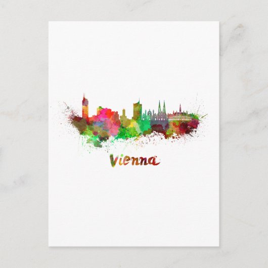 Wiener Skyline in Aquarellfarbe Postkarte (Vorderseite)