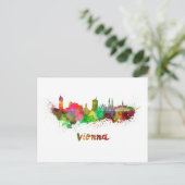 Wiener Skyline in Aquarellfarbe Postkarte (Stehend Vorderseite)