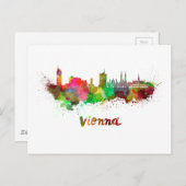 Wiener Skyline in Aquarellfarbe Postkarte (Vorne/Hinten)