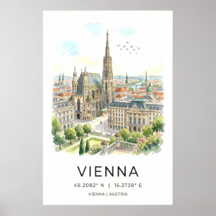 Wiener Stadtansicht Kunst Druck, gotischer Turm un Poster