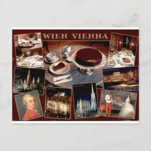 Wiener Vintage-Kaffee-Kuchen und Wahrzeichen Multi Postkarte