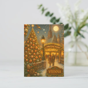 Wiener Weihnachtsmarkt Vintage Reise Kunst Feiertagspostkarte