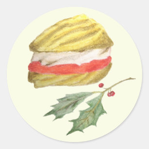 Wiener Wirbel Gebäck und Holly Weihnachten Runder Aufkleber