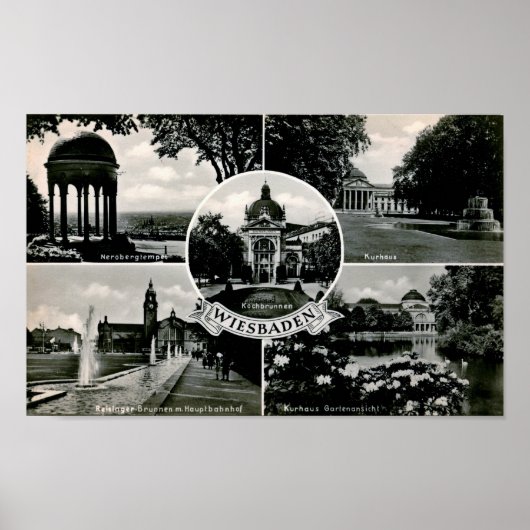 Wiesbaden, Deutschland, 5 Ausblicke, Vintag Poster (Vorne)