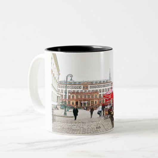 Wiesbaden, Marktplatz, Rathaus - Germany Zweifarbige Tasse (Vorderseite Links)