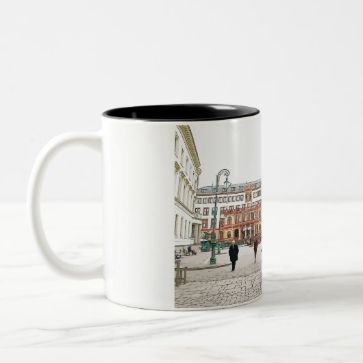 Wiesbaden, Marktplatz, Rathaus - Germany Zweifarbige Tasse (Links)