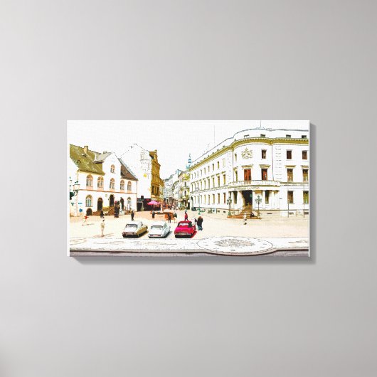 Wiesbaden, Marktplatz, Street view - Germany Leinwanddruck (Vorderseite)