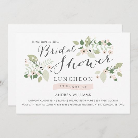 Wiese blüht Brautparty-Mittagessen einladen Einladung (Vorne/Hinten)