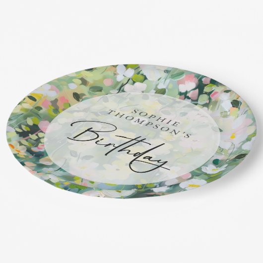 Wiese-Blume Pappteller (Schrägansicht)