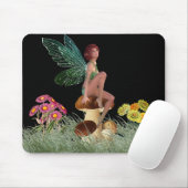 Wiese Fairy sitzt nachts im Pilz Mousepad (Mit Mouse)