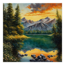 Wiese gefüllt mit weißen Blume Glossposter