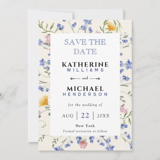 Wiese Hochzeit von Bild- und Wasserfarben hinzufüg Save The Date (Vorderseite)