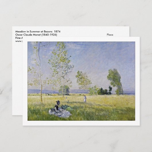 Wiese im Sommer in Bezons by Monet Postkarte (Vorne/Hinten)
