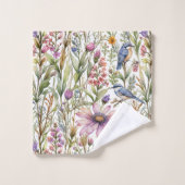 Wiese mit Bluebirds und Bewohnern Badhandtuch Set (Waschlappen)