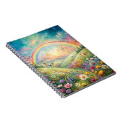 Wiese mit Blume und Schmetterlingen und Regenbogen Notizblock (Rechte Seite)