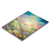 Wiese mit Blume und Schmetterlingen und Regenbogen Notizblock (Linke Seite)