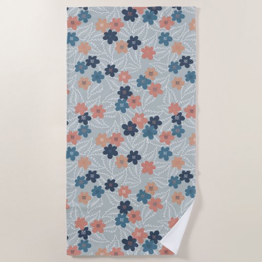 Wiese mit bunten Frühlingsblumen Strandtuch (Vorderseite)