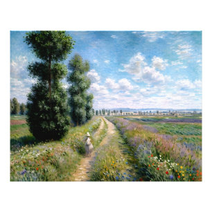 Wiese mit Poplars Fotodruck