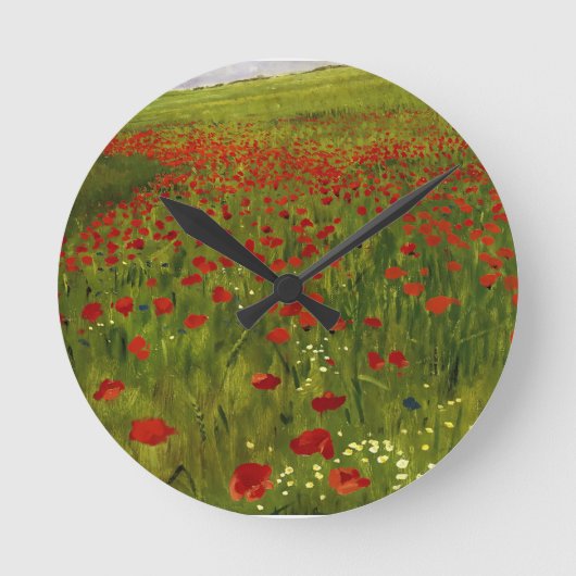 Wiese mit Poppies (1896) Merse Pál Szinyei Runde Wanduhr (Vorderseite)