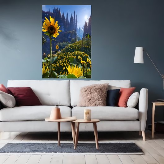 Wiese mit Sonnenblumen | AI Art Poster