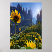 Wiese mit Sonnenblumen | AI Art Poster (Vorne)
