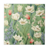 Wiese mit Tulips und Wildblumen Fliese (Vorderseite)