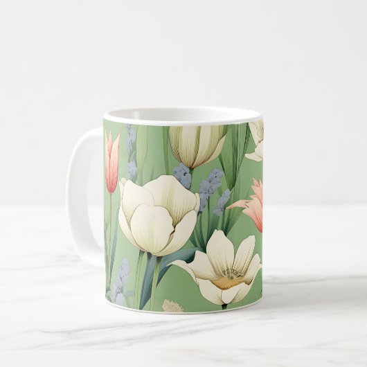 Wiese mit Tulips und Wildblumen Kaffeetasse (Vorderseite Links)