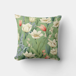 Wiese mit Tulips und Wildblumen Kissen
