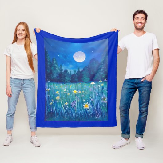 Wiese und Wald unter Vollmond Fleecedecke (Beispiel)