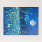 Wiese und Wald unter Vollmond Puzzle (Horizontal)