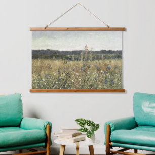 Wiese, Vintages Öl auf Leinwand, Kunst Wandteppich Mit Holzrahmen