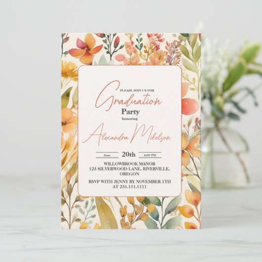 Wiese Wildblume 2024 Abschluss Einladung (Stehend Vorderseite)