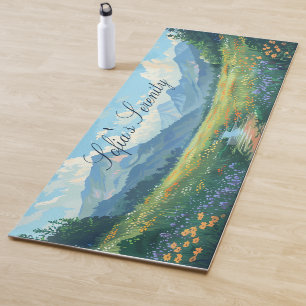 Wiesen Berge und Blume Natur Stille Yogamatte