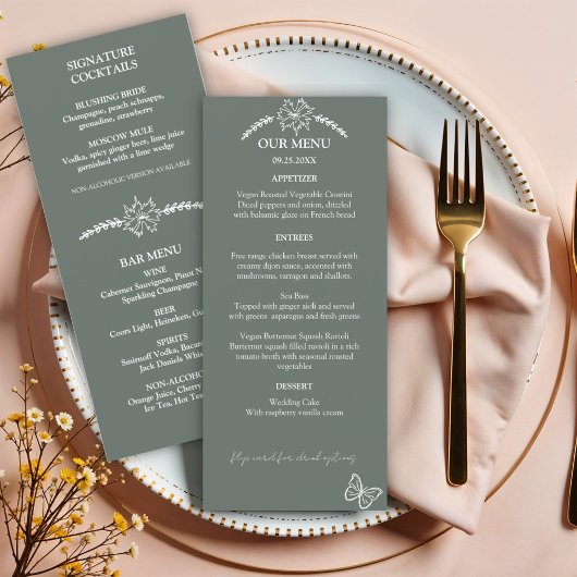 Wiesen-Blume Sirocco Green Wedding Menu Menükarte