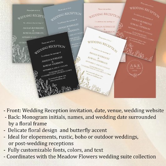 Wiesen-Blume Sirocco Grüne Hochzeitsempfang Einladung