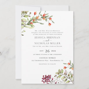 Wiesen-Blumen Elegante Botanische Hochzeit Einladung