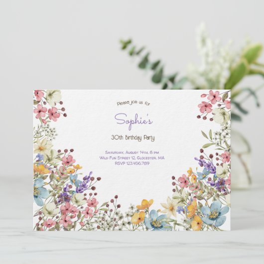 Wiesen farbenfrohe Blume Erwachsene Einladung zum  (Stehend Vorderseite)