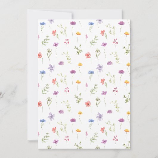 Wiesen farbenfrohe Wildblume boho Hochzeitseinladu Einladung (Rückseite)