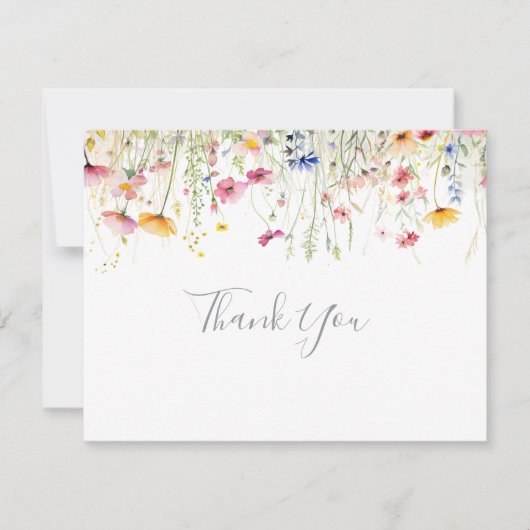 Wiesen-farbige Wildblume Flat Wedding Dankeskarte (Vorderseite)