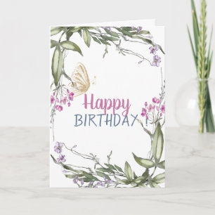 Wiesen-Gold-Glitter-Schmetterling-Geburtstagskarte Karte
